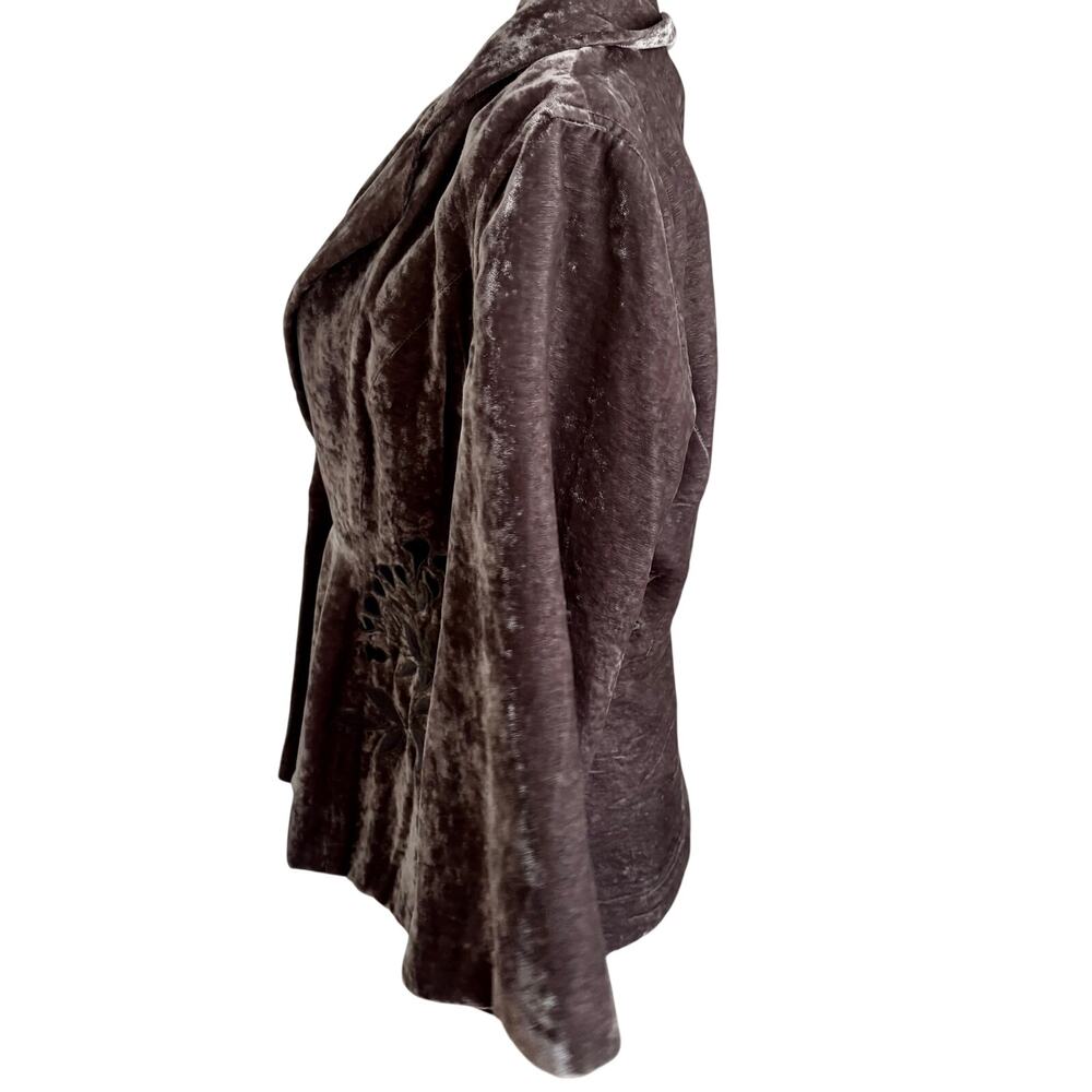 Vintage Y2K J Jill Mauve Crushed Velvet Embroidered Jacket Blazer Boho Western - Picture 10 of 11